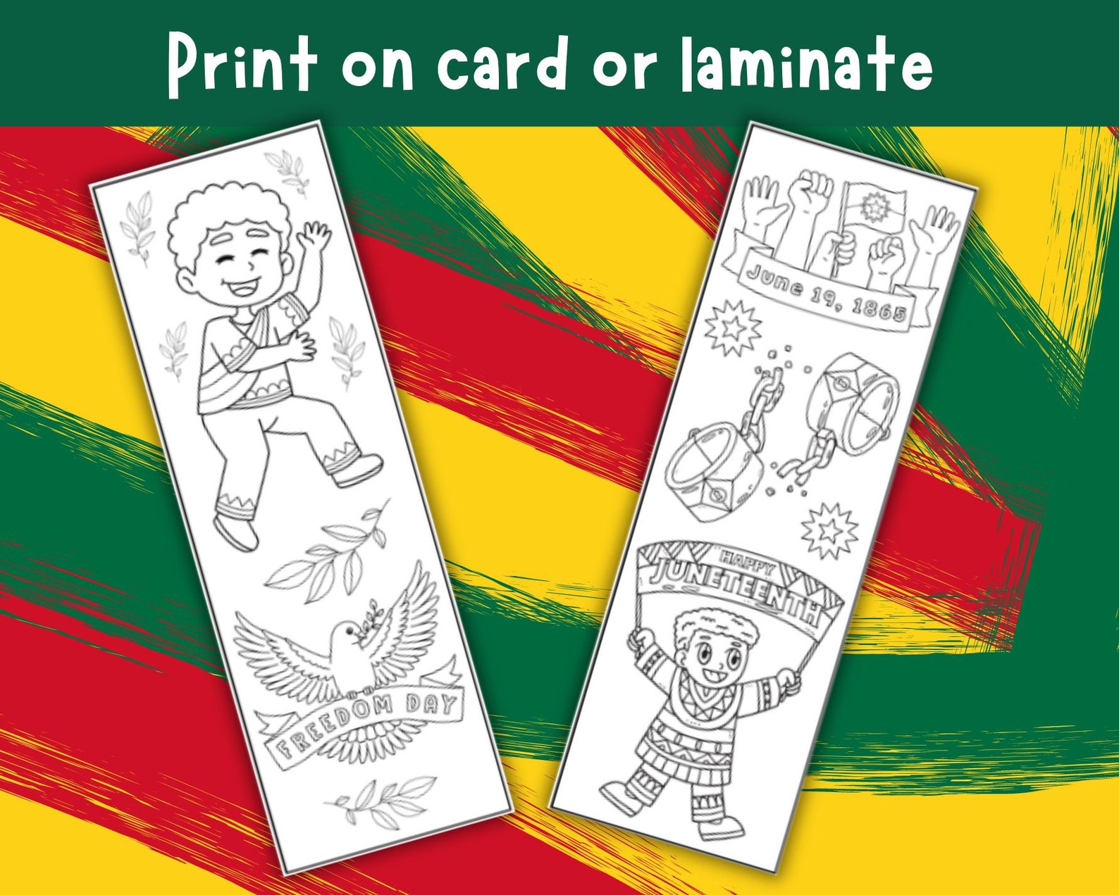 Freedom Bookmarks Printable Juneteenth Coloring Bookmarks, Color Your Own Bookmarks ...