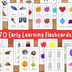 Flash-kaarten voor vroeg leren, cijferkaarten, alfabet-flashkaarten, kleurenflashkaarten, 2D-flashkaarten educatief afdrukbaar voor peuters