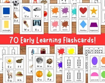 Toddler Flashcards, Early Learning Flash Cards, Number Flashcards, Alphabet Flashcards, Color Shapes, EYFS Pre-K Kindergarten Flashcards