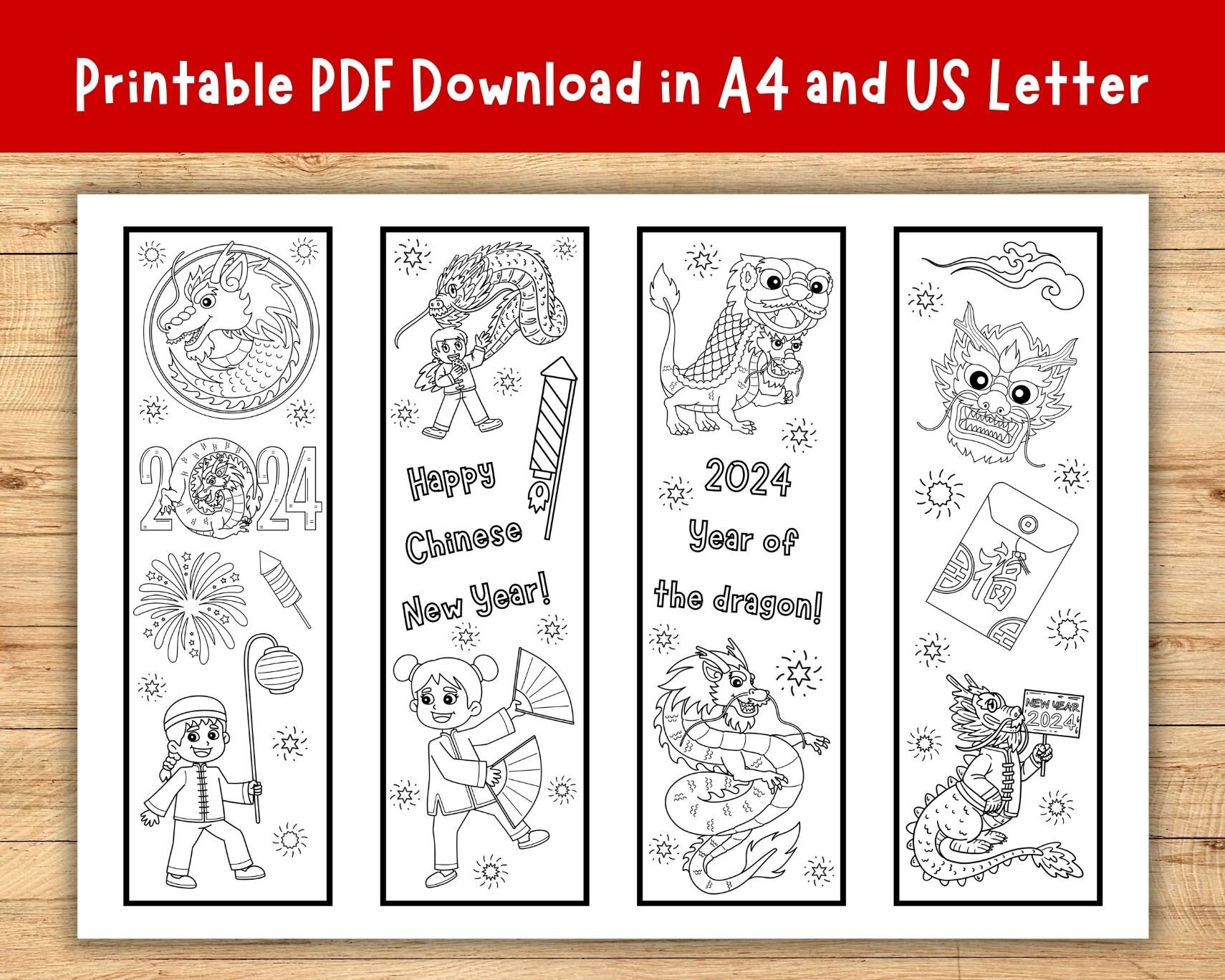 chinese-new-year-coloring-bookmarks-color-your-own-bookmarks-bookmark-printable-for-kids-lunar-new-year-year-of-the-dragon-etsy