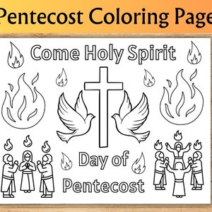 Pagina da colorare di Pentecoste, Tovaglietta di Pentecoste, Pagina da colorare cristiana, Attività cristiana per bambini, Spirito Santo per bambini, Attività per la scuola domenicale