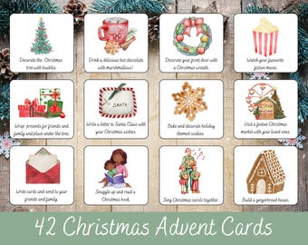 Tarjetas de actividades para el calendario de adviento de Navidad para niños, Cuenta regresiva de Navidad para niños, Actividades festivas, Actividades de adviento para niños