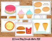 Play dough mats food, playdough activity, kids and toddler printables, instant download, pizza cake cookies cupcakes pretend play