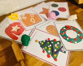 Christmas playdough mats, playdough activity, kids and toddler printables, instant download, Winter playdough mat, pretend play