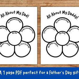 All About My Dad Printable, Father's Day Printable, Father's Day Memory ...