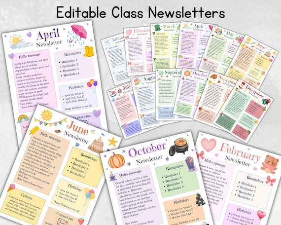 Monthly Classroom Newsletter Template, Teacher-Parent Communication, School Newsletter,  Preschool Newsletter, Editable Canva Design