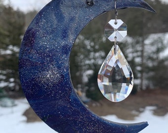 Crescent Moon Acrylic Wall Art-Moon Hanging Art-Celestial Hanging Wall Decor-Moon Wall Art