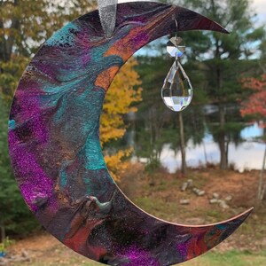 Crescent Moon Acrylic Wall Art-Moon Hanging Art-Celestial Hanging Wall Decor-Moon Wall Art