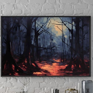 Dark Forest Art Print No.2, Digital Download, Spooky Grunge Wall Decor, Forestcore