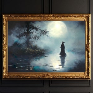 Witch at Lake No.6 Art Print, download digital, Dark Academia, Gótico, Cottagecore, Halloween