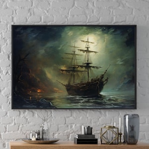 Ghost Ship No.3 Impresión de arte, Decoración de pared de Dark Academia