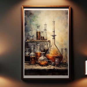 Vintage Laboratory No.4 Art Print, Dark Academia Wall Decor
