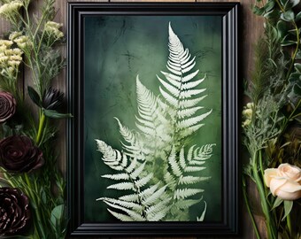 Fern Art Print No.4, Oil Painting Style, Cottagecore, Wall Decor