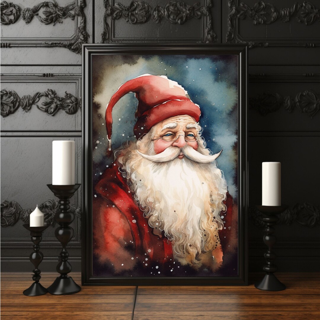 Nostalgic Santa No.7 Art Print Vintage Christmas Wall Decor Etsy