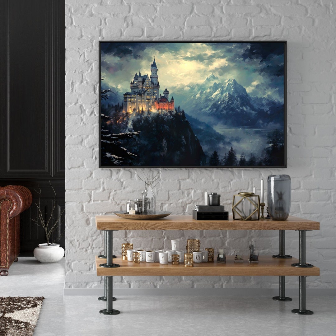 Neuschwanstein Castle in Germany at Nighttime No.2 Art Print, Wall ...