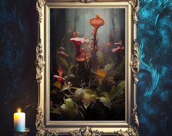 Fleischfressende Pflanze 1 Kunstdruck, Dark Academia Wand-Dekor