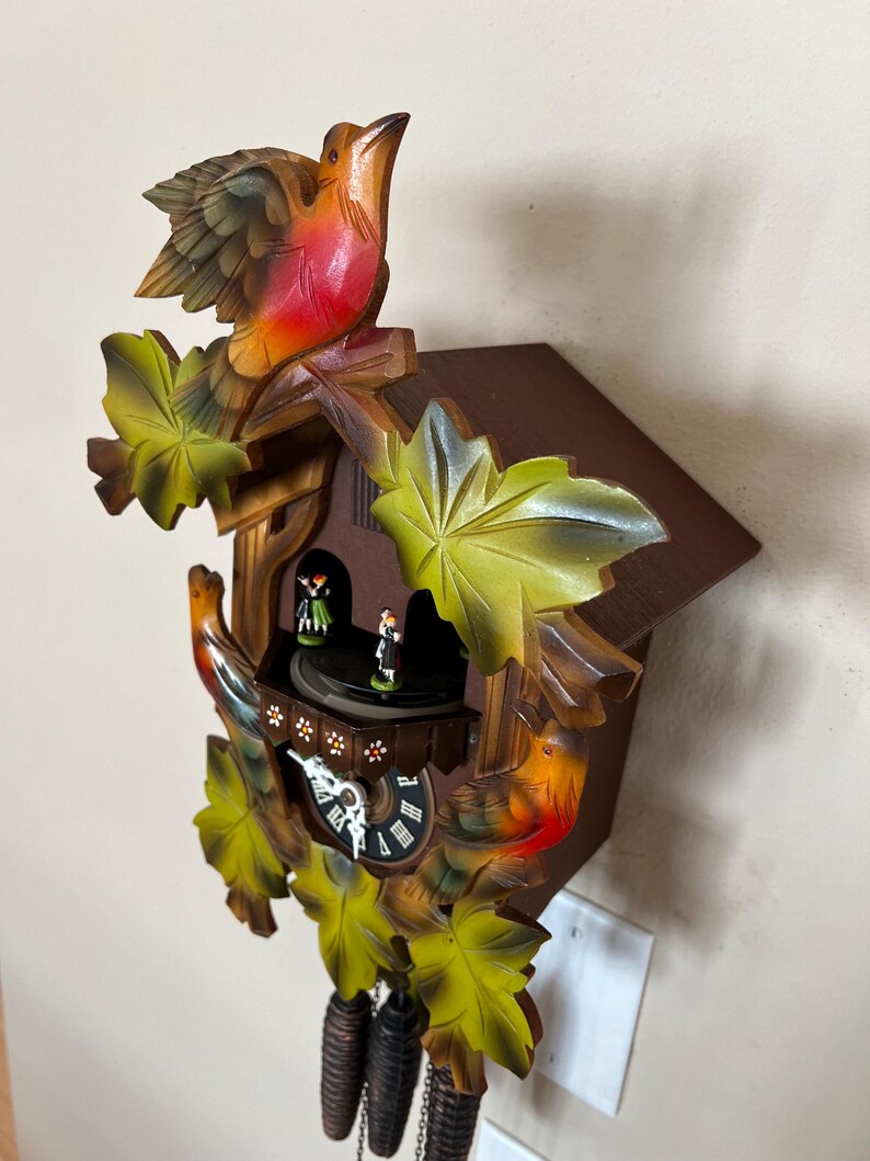 Working - Vintage Cuckoo Clock With Music Box & Dancers. Black Forest ...