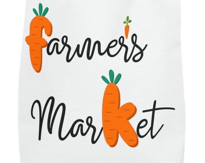 Farmer's market bag, vegetable tote bag,  cute and funny reusable grocery bag
