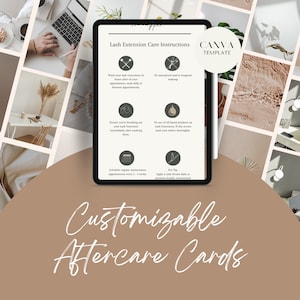 Custom Editable Canva Lash Extension Aftercare Cards, Lash Tech Aftercare Form, Simple Aftercare Card
