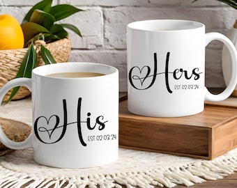 Personalized wedding gift - mr and mrs mug - wedding present for husband and wife - wedding mug - wedding couples anniversary - His and Hers
