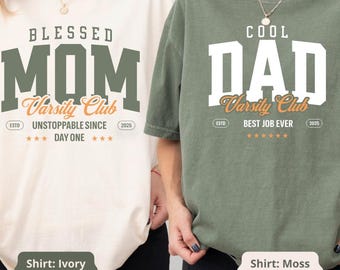 Custom Comfort Colors Family Shirts for New Baby | Matching Group T-Shirts | Varsity Club | Gift for Mom Dad Grandma Uncle Auntie