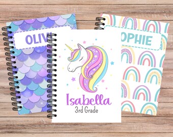 Unicorn Personalized Notebook, Personalized Rainbow Notebook, Gifts for Kids, Office Gifts, Back to School, Personalized Journal for girls