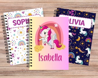 Unicorn Personalized Notebook, Personalized Rainbow Notebook, Gifts for Kids, Office Gifts, Back to School, Personalized Journal for girls
