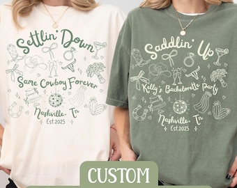 Land Junggesellinnenabschied T-Shirt Western Cowgirl Braut Hemden Verlobungshemd Braut und Brautjungfern Benutzerdefinierte Hochzeitsgeschenke Komfortfarben
