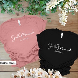 Custom Just Married Shirts Wife and Husband Shirt Wedding Shirts Honeymoon TShirt Wedding Shirt Matching Couples Wifey Hubby Newlyweds Gift