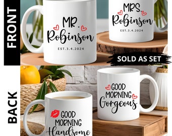 Personalized wedding gift - mr and mrs mug - wedding present for husband and wife - wedding mug - wedding couples anniversary - His and Hers