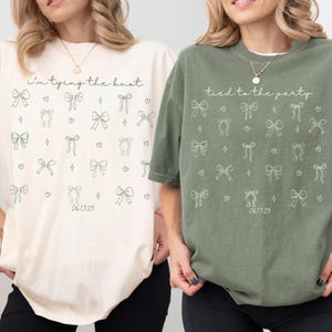 Comfort Colors Coquette Bachelorette Party T-Shirts Tying The Knot Bride and Bridesmaid Wedding Gift Bridal Shower Shirt Engagement Tees