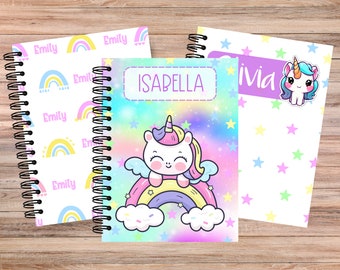 Unicorn Personalized Notebook, Personalized Rainbow Notebook, Gifts for Kids, Office Gifts, Back to School, Personalized School Supplies