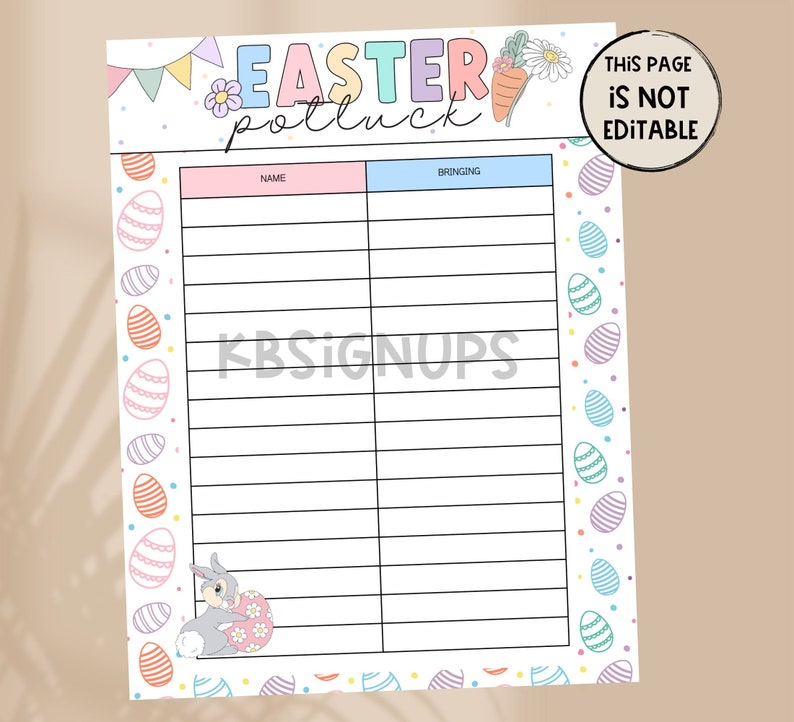 Easter PARTY POTLUCK Sign up Sheet - Il 794xN.5791632581 9bb5