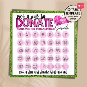 Cheer Pick A Date to Donate | Cheerleading Fundraiser | Pay for your day calendar | Sponsor my Season | Social Media Cheer Fundraiser