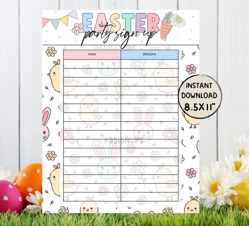 Easter PARTY POTLUCK Sign up Sheet - Il 794xN.5791197897 I5c5