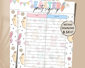 Easter PARTY POTLUCK  Sign-Up Sheet -  Easter Class Party | Volunteer sign up flyer. Instant Download Party sign up list.