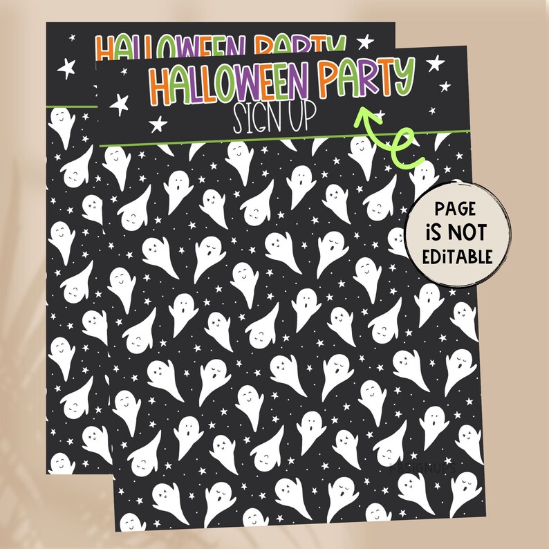 Halloween Party Editable Signup Sheet Template Volunteer Sign up Flyer