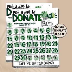 Cheer Pick A Date to Donate | Cheerleading Fundraiser | Pay for your day calendar | Sponsor my Season | Social Media Cheer Fundraiser