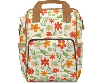 Mochila multifuncional con estampado de rana, bolsa de pañales multifuncional, bolsa linda para cámara, mochila linda, bolsa multiuso, mochila de viaje