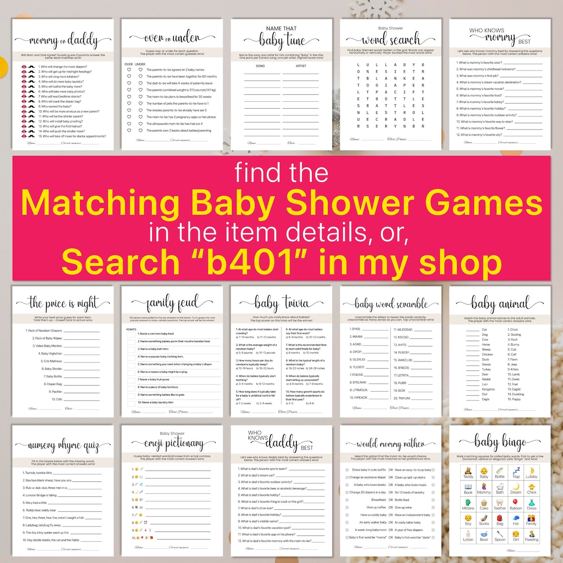 Baby Shower Game Nursery Rhyme Baby Shower Games Printable Baby Shower ...