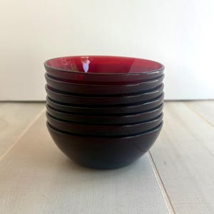 Anchor Hocking Royal Ruby Dessert Fruit Berry Bowl set of (7) MCM
