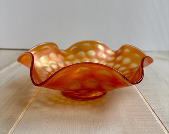 Fenton Glass Cranberry Opalescent Dot Optic Ruffle Top Bowl - Etsy
