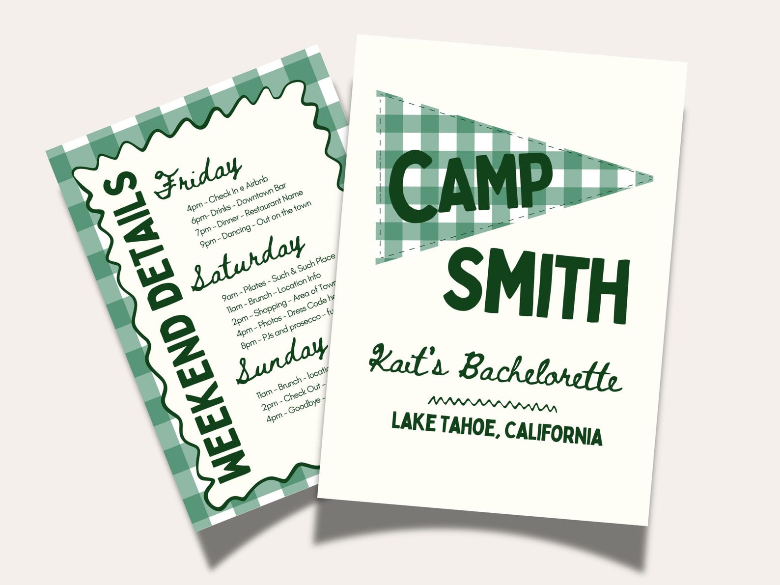 Camp Bachelorette Itinerary Template Editable Canva Weekend Schedule
