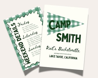 Camp Bachelorette Itinerary Template Editable Canva Weekend Schedule Glamping Party Agenda Camp Bride Itinerary Lake Bachelorette
