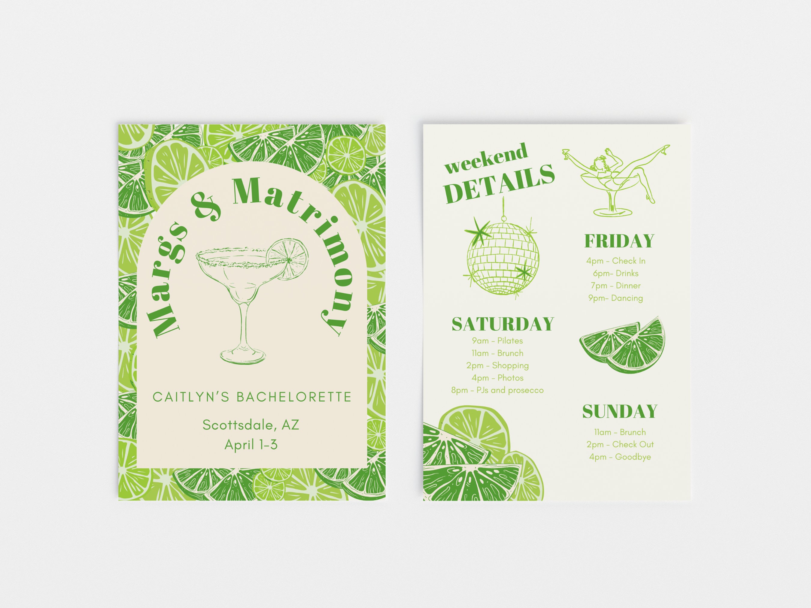 Margs and Matrimony, Bachelorette Itinerary Template, Final Fiesta ...
