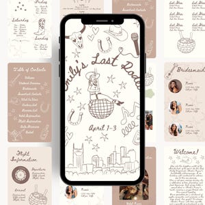 Mobile Last Rodeo Bachelorette Itinerary Template Nashville Disco Cowgirl Trip Planner Editable Phone Weekend Schedule Canva Digital Guide
