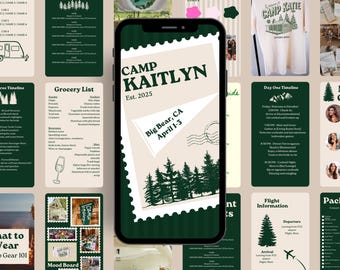 Camp Bachelorette Itinerary Template Lake Bachelorette Mobile Travel Planner Digital Itinerary