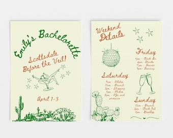 Bachelorette Itinerary Template, Scottsdale Bachelorette, Disco Bachelorette, Travel Itinerary, Canva Pro, Bach Party Itinerary
