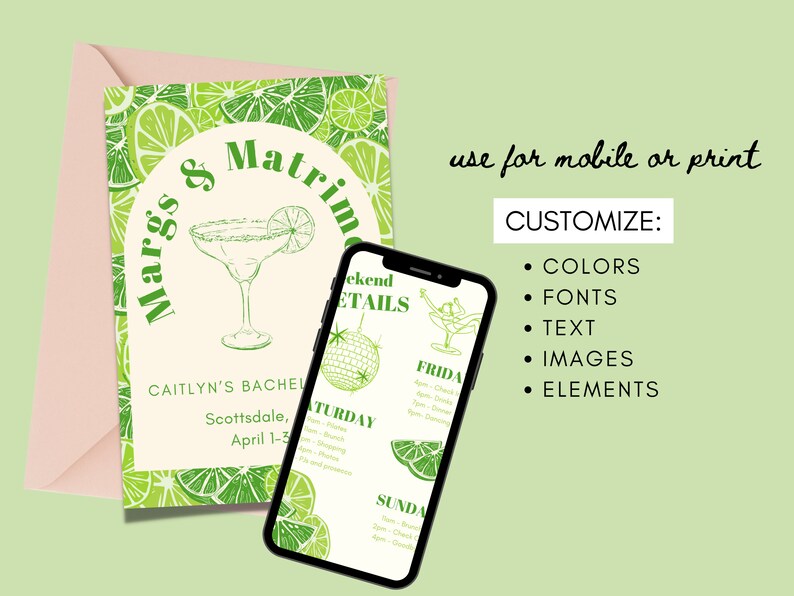 Margs and Matrimony, Bachelorette Itinerary Template, Final Fiesta ...