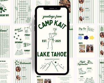 Camp Bachelorette Itinerary Template Mobile Editable Canva Itinerary Outdoor Bachelorette Weekend Camp Bride Trip Planner